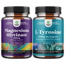 Mešanica magnezijevega glicinata 400 mg Kapsule in močan L tirozin 500 mg Kapsule - za podporo spancu Kost Zdravje Mišična regeneracija - Aminokisline Nutritivni dodatek za zdravje možganov Podpora ščitnici
