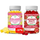 Lunakai Collagen in ženske multivitaminski gumijasti paket - ne-GMO anti staranje dopolnila z biotin, cink, vitamin C in E - 100% dnevna vrednost 16 Eterični vitamini in minerali - 30 dni