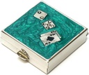 9339 Square majhne tablete Box Organizator Aqua Green Silver Dice & Cards Ženske potovalne tablete Primer Purse Pocket Container Daily Portable Medicine Vitamin Box Medication Supplement Mini shranjevanje