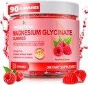 Magnezij Glycinate Gumies 400mg za odrasle in otroke,90 Ct Brez sladkorja Magnezij Gumies s kalijem Magnezij dodatek za ženske in moške,Sleep Mucle & Egergy Podpora,Raspberry Flavor