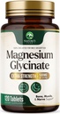 Magnezij Glycinate 500mg - Chellated for Ultra Absorption - podpira kosti, mišice, živcev in srca, podpora za spanje narave, najboljše tablete magnezija za podporo celega telesa - 120 tablet