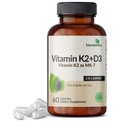 Futurebiotiki Vitamin K2 (MK7) z D3 dodatki - ne-GMO Formula - 5000 i.e. vitamin D3 & 90 μg vitamin K2 MK-7, 60 vegetarijanskih kapsul