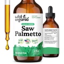 Wild & Organic Saw Palmetto Tincture - Saw Palmetto Extract dodatek za moške in ženske - kapljice na osnovi tekočega prahu - Serenoa Repens Berries - Vegan, sladkor in alkohol brez - 4 fl oz
