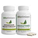 BiOptimizerji Magnezij Preboj 4.0, (60 kapsul) & MassZymes 4.0, (250 kapsul) - Naravni spanec, možgani, in Prebavne zdravstvene podpore dopolnilo