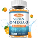 Omega-3 Gummies Potent Algae Omega Vir, Boost Brain, Eye & Immune Function, z DHA in EPA Vegan & Sugar Free, Orange Flavor, 60 Count
