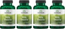 Swanson Milk Thistle (standardizirana) - Zeliščna jetrna podpora dodatek w/ 80% Silymarin - naravna formula, ki pomaga ohraniti splošno zdravje in dobro počutje - (120 kapsul) (4 pakiranja)