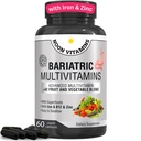 Bariatrični multivitamin z železom za ženske in moške - All-in-One 42 Superživilska mešanica za energijo in imuno podporo - Pooperacijska regeneracija, Easy-to-Shallow, Halal, Izdelano v ZDA (60 tekočih kapsul)