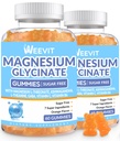 Magnezij brez sladkorja Glycinate Gumies z L-treonat, Magnezij dopolnila za ženske in moške z Ashwagandha, L-teanin, GABA, vitamin C, B6