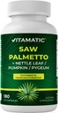 Vitamatska žaga Palmetto Extract za moške in ženske 180 Veg kapsule - izdelana z bučno seme, Pygeum, Nettle Leaf - Izdelano v ZDA - spodbuja zdravo prostate funkcijo