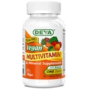 DEVA Vegan Multivitaminski in mineralni dodatek - Ena dnevna vitaminska formula z zelenimi - brez železa - 90 prevlečenih tablet, 1-Pack