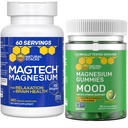 Naravni nizi Magtech Magnezij + Mood Magnezij Gumies Bundle - 4 oblike magnezija - Sprostitev, zdravje možganov in stres podpora* - 210 Skupaj kosov