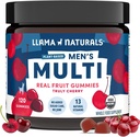 Llama Naturals Multivitamin za moške, Vegan, Organic Gummies z vitaminom D, C in K, Moški pravi sadni Gummy Vitamini, Žvečljivi multivitaminski dodatek, Brez dodanega sladkornega trsa, Cherry, 120 Ct