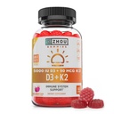 Zhou D3+K2 - Vitamin D3 K2 dodatek za ženske in moške, Imunska podpora Vit D3 in K2 Gummy, Želatina brez Formule s 5000 i.e. D3 in MK-7 - 60 Veggie Gummies (paket po 1)