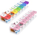 Odaro Extra velike tedenske tablete Organizator, XL tablete Box 7 dan AM PM, Jumbo Medicine Organizator 2 krat na dan, da imajo dnevno medicino, vitamini, in dodatki, Rainbow & Pink/White (Set of dva)