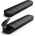 Velika tedenske tablete Organizator, 2-Pack 7 dan tablete škatla z razkosane nalepke, Fade Resistant, BPA-free prosojne Lids (črna in črna)