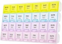 Velika tedenske tablete Organizator 4 krat na dan, Moistrure-Proof 7 dan tablete Box, potovalne tablete primeri Prenosljiv za tablete Vitamin ribje olje dopolnila (Yellow)