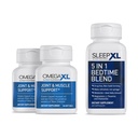 OmegaXL Joint Relief Supplement - naravna podpora mišicam, 60 softgels (2 paketa) & SleepXL s takojšnjim sproščanjem melatonin, L-teanin (Calming), kamilica, magnezij & B6 (60 veganskih kapsul)