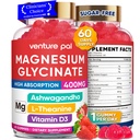 60 dnevna oskrba Magnezij Glicinat 400mg Gumiji z Ashwagandha, L-teanin, CoQ10, vitamin D3 & B6, brez sladkorja Magnezij Gumiji za odrasle in otroke, Stres Relief, Sleep & Calm, Vegan, Gluten Free