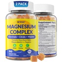 Magnezijev kompleks Gumies 400mg, Magneisum Glycinate Citrat Malate + Kurmeric, GABA, B6 B12, Kava Kava, L-teanin za spanje, miren, sprostitev, energija, Magnezijev Gumies za ženske moške, Vegan, 2 Pack