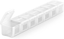 Sukuos Ekstra velike tedenske tablete Organizator, 7 Day Daily Pill Box Primer Artritis prijazen, Silkcreen Printed Medicine Container s Clear Lid za vitamine, ribje olje ali dodatki (bela)