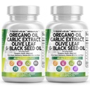 Čista nutraceutika Origano Oil Česen Extract Olive Leaf črno Seme Oil - Imunska podpora & Prebavne zdravstvene dopolnilo za ženske in moške z vitaminom D3 & cink - 2Pack