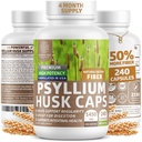 N1N Premium Psyllium Husk Kapsule [All Natural,1450 MG] Močan topljive vlaknine dodatek za podporo regularnosti in prebavnega zdravja, 240 Caps