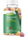 VITEEY Magnezij Gumiji za odrasle - 255mg magnezijev citrat Gumi za mirno, spanje, živčne in mišične funkcije podpora - Vegan, Gluten prost - 90 Count