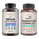 AMANDEAN Premium Brain & Magnezijev paket: Visoko-Absorpcija Magnezijev L-treonat, Glycinate & Malate, ZDA-Grown Egyc Lion's Mane 6:1 Extract, in Alpha-GPC. Podpira kognitivno zdravje, osredotočenost in spanje