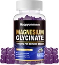 Magnezij Glicinat Gumies 1000mg - Brez sladkorja Magnezij Kalij dodatek z vitaminom D, B6, CoQ10 za mirno Mood in podporo za spanje - 60 borovnic
