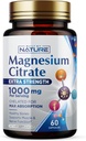Magnezijev citrat 1000mg - Max Absorpcija in visoka jakost Magnezijev kompleks Dodatek za srce, mišice, živec, zdravje kosti in stres Relief - Ne-GMO, Gluten-free - 60 Veganske kapsule