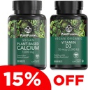 PlantFusion Vegan Calcium & D3 Bundle - Premium rastlin na osnovi kalcija 1000mg in D3 2000IU dopolnila za rast kosti, gostoto, in moč in imuno podporo
