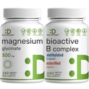 Magnezij Glycinate 500mg Veggie Kapsule & Bioactive Vitamin B Complex paket – Enostavno Absorbirani kelirani mineral – Imuni, energija, & Presnova dodatek