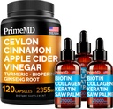 4- v-1 tekoči biotin kolagen keratin žaga Palmetto kapljice (2 fl oz - 3 paket) & 5- v-1 Ceylon cinamon w Kurmer & ginseng koren (120ct) strnad - lasje, koža, nohti, & Imunska podpora dodatek