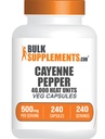 BulkSupplements.com Kapsule Cayenne Pepper - Cayenne Pepper 40000 HU, Dodatki Capsaicin, Dodatki Cayenne Pepper - Gluten Free, 1 Kapsula na serviranje, 240 Veg kapsule (Pack po 1)