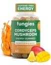 Fungije Cordyceps Gobe Gummies, Mango & Ananas Flavor - Gobe Zeliščni dodatek Gummi za odrasle Podpira vzdržljivost, energijo in zmogljivost - Kofein-free Energy Gummies - 60 Servings