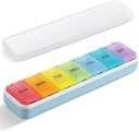 Zannaki Grain Fiber XL Tedenska tabletka Organizator 7 dan, Pop odpri velike potovalne dnevne tablete Box, Vlaga dokaz teden tablete imetnik posode, Artritis prijazno Medicine Primer za vitamina medicina dodatek