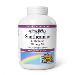 Naravni dejavniki Suntheanine L-Theanine 100 mg - Health Supplement for Calm Outlook - L-Theanine dodatek podpira sprostitev spanja in pomoč proti dremanju - 120 Žvečljive tablete (60 strežnice)