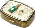 9327 Pravokotne majhne tablete Box Organizator krema bela Brass ženske potovalne tablete primer zapornica žepni vsebnik dnevno Portable Medicine Vitamin Box medicina dodatek Mini shranjevanje
