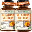 Melatonin Sleep Aid z L Theanine & Valerian Root – Kurkumin dodatek – Kurkumin z Ginger & Black Pepper – L-Theanine & Melatonin 3mg za spanje, mir in stres Relief – 2 Pack