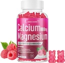 Kalcij Magnezijev cink Gumies & vitamin D3,B6,B12,Imune & podpora zdravje kosti Kalcij Magnezij Dopolnilo za ženske moške,Sugar-free Vegan malina aroma 90 grofov