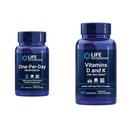 Life Extension One-Per-Day multivitamin – pakiran z več kot 25 vitamini, minerali in rastlinskimi ekstrakti in vitamini D in K z morskim jodom, vitaminom D3, vitaminom K1 in K2, jodom