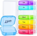 AUVON ekstra velike tedenske tablete Organizator, Prenosne ločene tablete Box 7 dan reže Fit Pocket & Purse, Pill Primer z dvojno zaščito za potovanja, Tablete vsebnik za velike vitamine, ribje olje, dodatki
