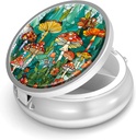 Tableta Box-3 Kompartment majhne tablete Primer za Purse & Pocket Mini Metal tablete imetnik potovalne tablete vsebnik tablet za zadrževanje dodatkov vitamini BPA-free (Mushroom Forest)