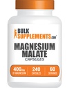 BulkDopplements.com Magnezijev malat Kapsule - Magnezijev dodatek, Magnezijev malat 400mg - Essential & Gluten Free, 4 Kapsule na serviranje, 240 Število (Pack po 1)