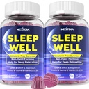 Melatonin Brezplačen spanec Gumies z magnezijevim glicinatom, GABA, 5-HTP, L-teanin, Valerijan, Kamilica, Limonin balzam, vitamin D3 & B6 - Hormon in brez zdravil, ne-habitno oblikovanje,2 paket