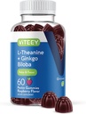 Viteey L-Theanine Gumies z Ginkgo Biloba za odrasle - Aids in Focus & Relax, Izboljšati Mood - Non GSO, želatina brezplačno, Vegan, Gluten brezplačno, naravno pridobljena žvečljiva Okusna malina okusno Gummy