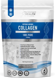 Inteligentno zdravje Hidrolizirano Kolagen Peptides Powder, Grass Fed, visoke beljakovine, Nearomaden, Gluten-free, Paleo & Keto Prijazno, 10g na Serving (2kg) Podpira kožo, lase, nohte, sklepe, & kosti