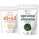 Mikro sestavine Organski klorella Spirulina 3000mg Tablete in vitamin D3 5000iu + K2 100mcg paket 2 paket 