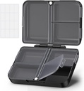 AUVON Daily Pill Organizator Fit z vašo torbico ali žep, Compact Travel Pill Box Case s Slim Folding Design in dolgotrajen hinges za zadrževanje vitamina, ribje olje, dodatek ali nakit (črna)