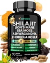Adndale Shilajit Supplement. Čisti himalajski organski šilajit za moške in ženske kapsule z morsko moss Ashwagandha Rhodiola Rosea Levje Mane. 90 grof